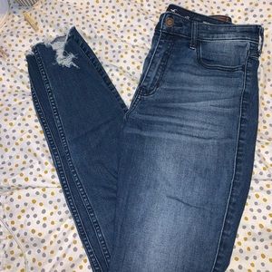 Distressed high rise skinny jeans from hollister